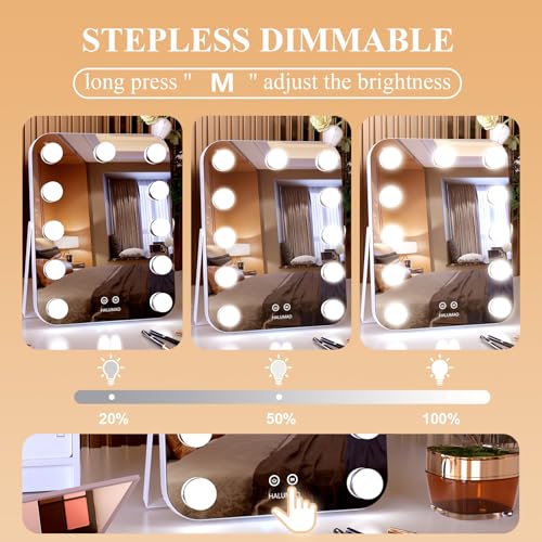 halumao 14.6" Vanity/Makeup Mirror with Lights, Hollywood Mirror with 11 Dimmable LED Bulb - image 3