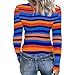 Long Sleeve Going Out Tops for Women Striped Printed Underscrubs Business Casual Outfits Early Spring Fashion 2026 Underscrubs Layer T-Shirt Crew Neck Tight Basic Tee Shirts Ribbed Tops a Orange,S