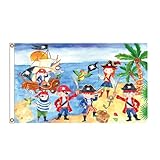 PinkDisplay Banderas para fiestas infantiles piratas de 90 cm x 150 cm, con doble aguja