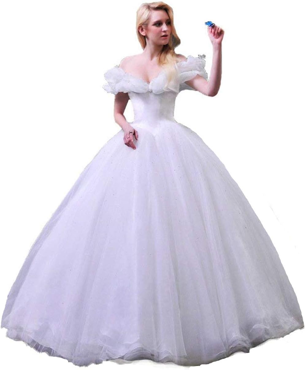 Vnaix Ball Gown Royal Blue Princess Cinderella Quinceanera Dresses(2, White)