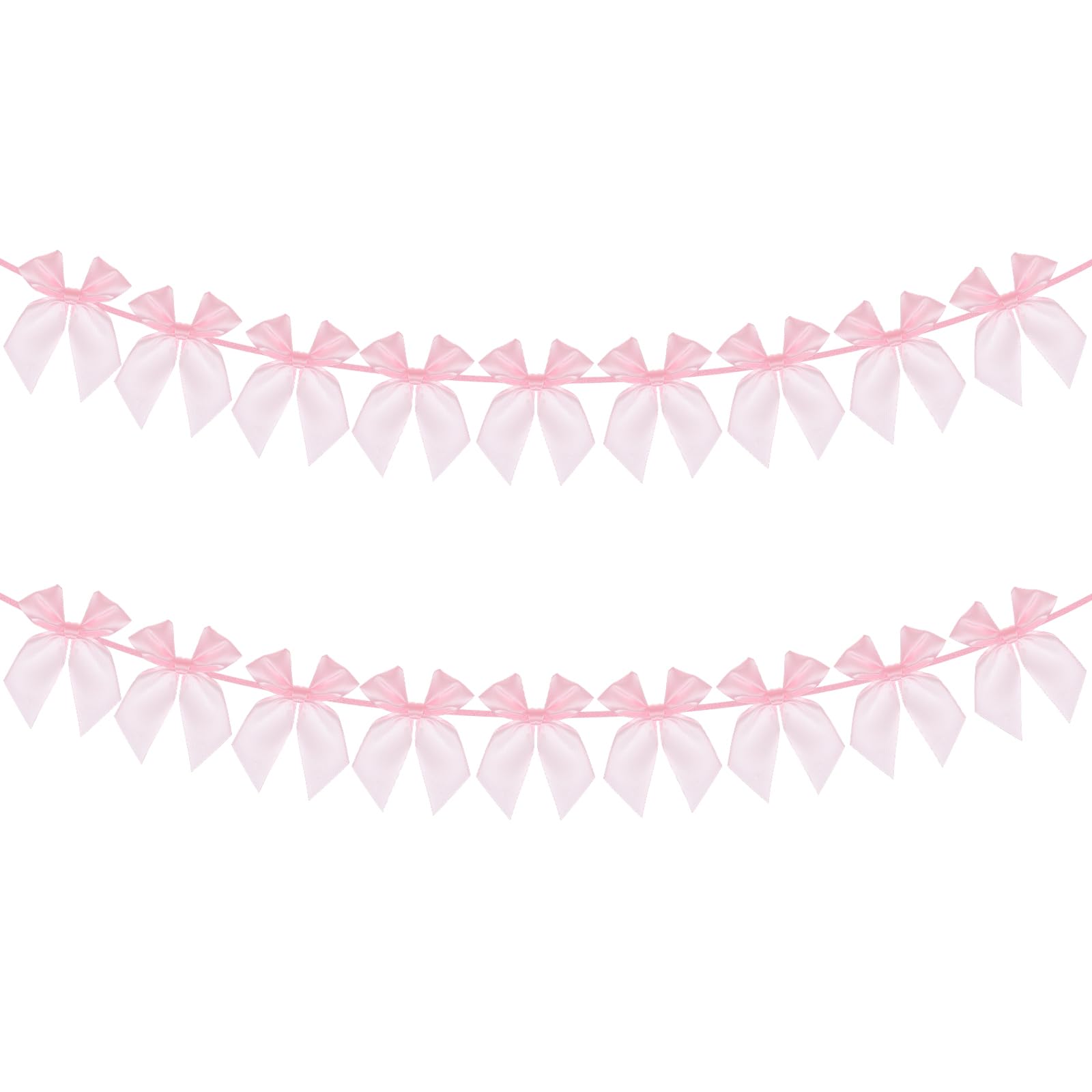 Shimmeroo 2Pcs Pink Bow Garland Banner,Bow Party Decoration Ribbon Garland Banner for Party Bridal Shower Wedding Bows Decor Decorations(6.6 Feet)