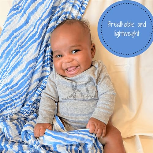 LollyBanks 100% Cotton Muslin Swaddle Nautical Ocean Baby Blanket Set, Whale and Shark Pattern | Boy Receiving Blankets Pack of 3 Breathable Security Swaddles - Image 3