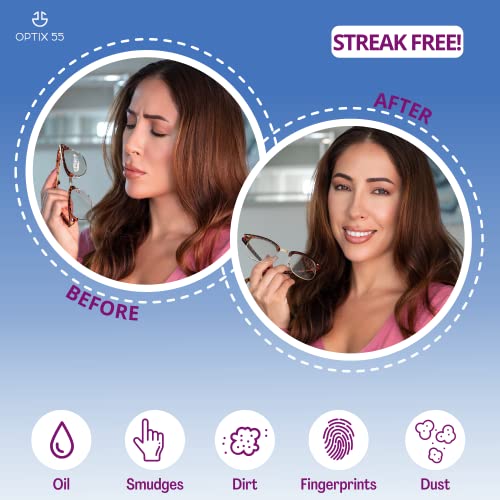 Optix 55 LENS-CLEANER-3-PACK Cleaner Spray Kit - Alcohol & Ammonia Free | (2) 8Oz + (1) 2Oz Eye Glasses (3) Microfiber Cloths Safe For Eyeglasses thumb #3