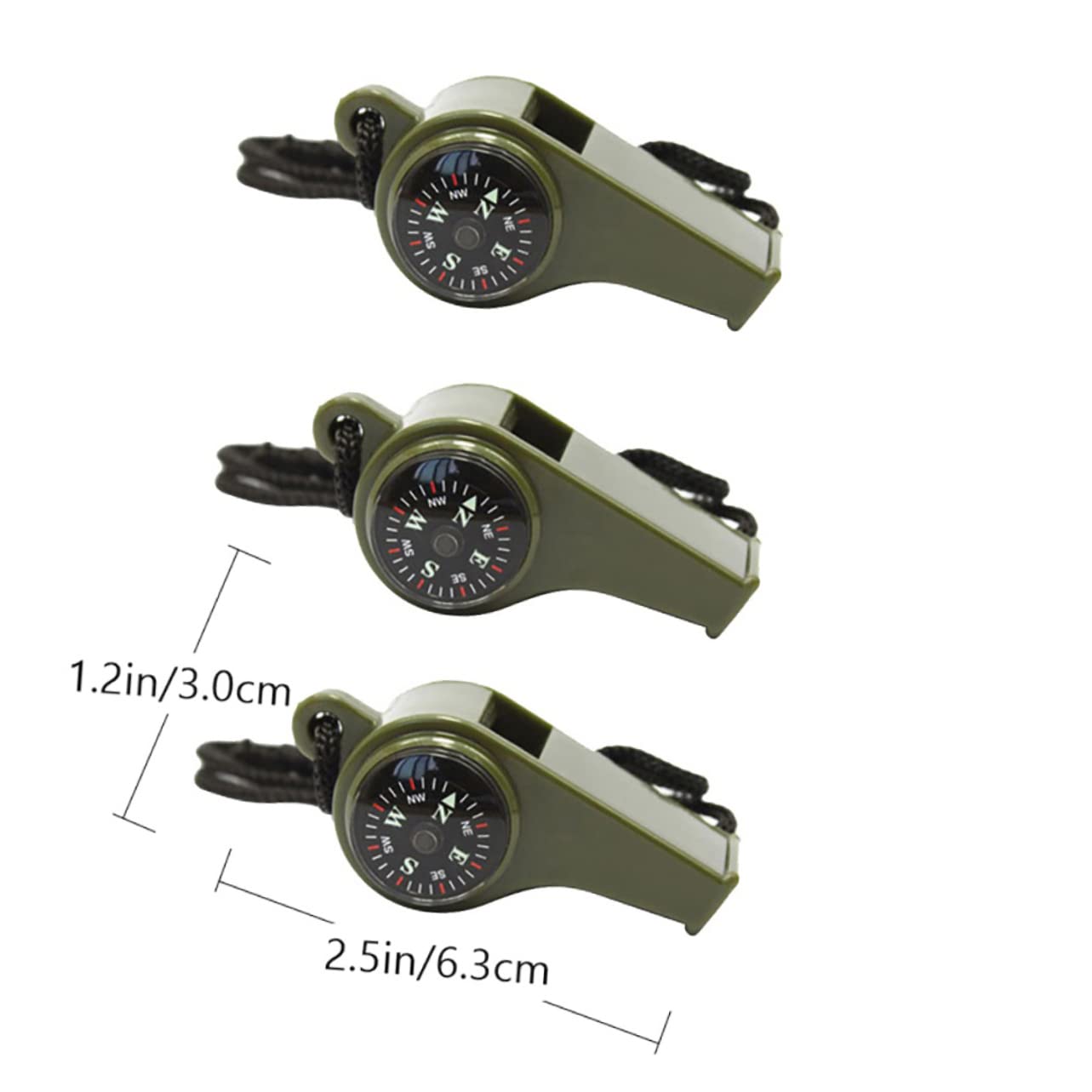 BIUDECO 3Pcs Outdoor Survival Whistles with Lanyard Multifunctional Compass Thermometer for Camping Hiking Emergency Situations Lightweight and Durable Design