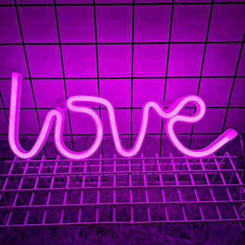 Love Neon Signs Lights Pink Led Neon Night Lights Lamps Usb Battery Operated Art Decor Wall Decoration Table Lights Neon Signs Decorative For Home Wedding Bedroom Christmas #TOP5