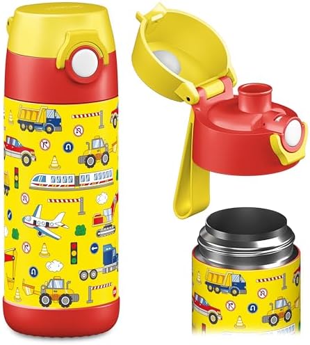 Jarlson® Trinkflasche Kinder Edelstahl MALI [THERMOSFLASCHE] - Kindertrinkflasche Auslaufsicher - Thermoskanne Kohlensäure geeignet - Thermo Trink Flasche für Schule & Kindergarten