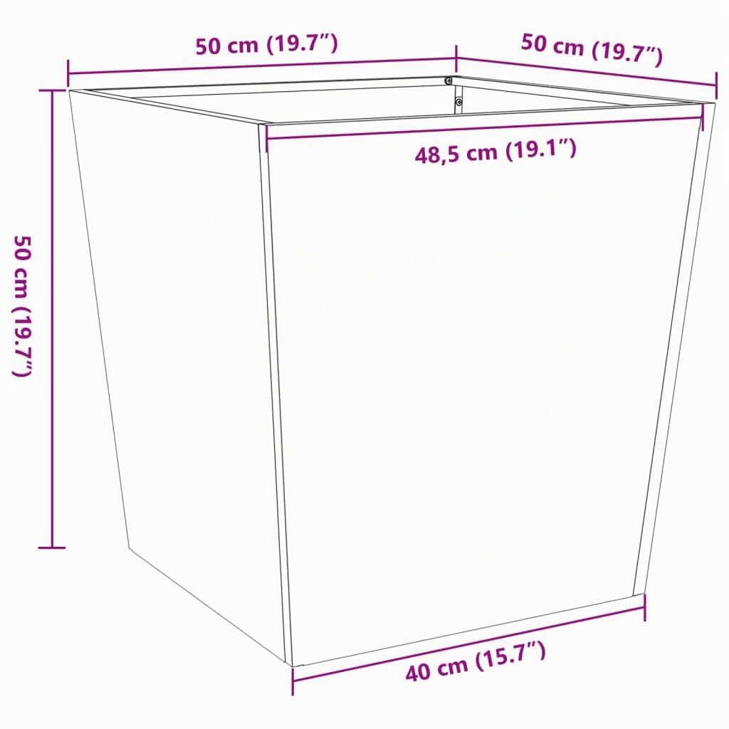 vidaXL Fioriere 2 pezzi, 50 x 50 x 50 cm, in acciaio bianco, vaso da fiori da esterno, vaso per piante da esterno, vaso da fiori da interno