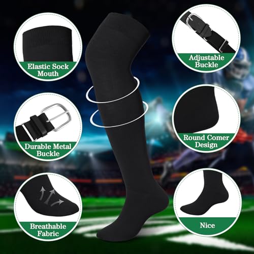 Hicarer 3 Pairs Football Socks over the Knee Set Extra Long Baseball Socks Softball Socks with Belt for Youth Men Women4