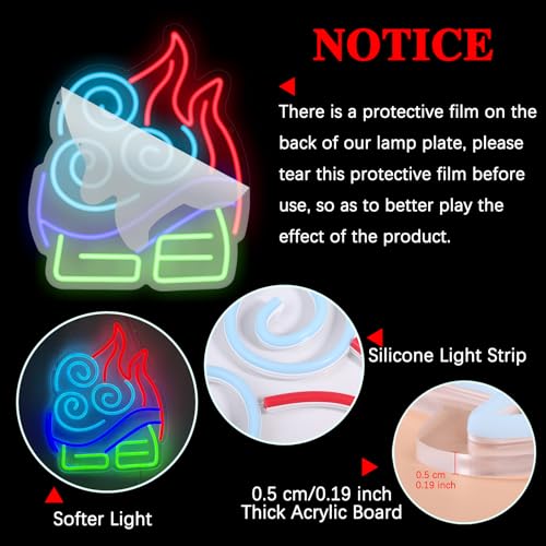 Image of GTOTd Cute Cartoon Anime Wall Art Lamp Led Neon Sign.Classroom Bedroom Kids Game Room Decor Gifts Merch Party Supplies for Wall Decorative Acrylic USB Powered Night Light Living Room Shop Bar
