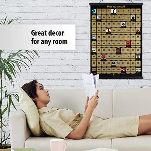 Gaia Wings 100 Movies Scratch Off Poster Includes Poster Frame 17" Long (Black) - The Perfect Movie Room Decor, Wall Art Or Gift For Film Buffs - Easy To Scratch And Rate. #TOP4