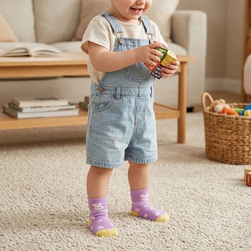 Unisex Baby Non Slip Socks, 12 Pairs Soft Cotton Cartoon Ankle Crew Socks, Breathable Anti-Slip Floor Crawling Socks with Grips for Kids Toddler Infant Boys Girls 0-1/1-3/3-5 Years - Image 4