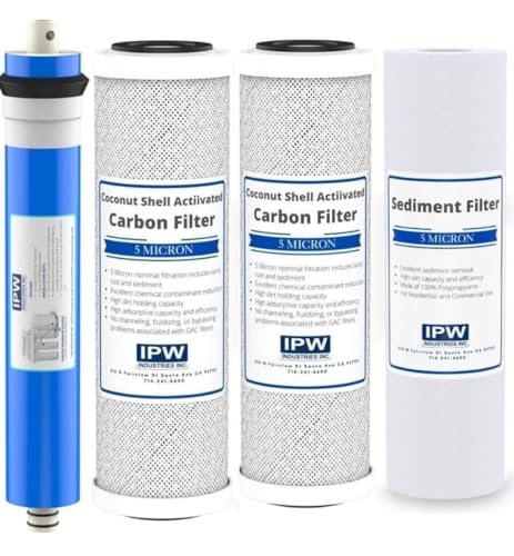 IPW Industries Inc. | Complete Reverse Osmosis Water Filter Replacement Kit for Krystal Pure KR15 - Membrane Filter, Carbon Block Filters, Polypropylene Sediment Filter for Efficient Water Filtration