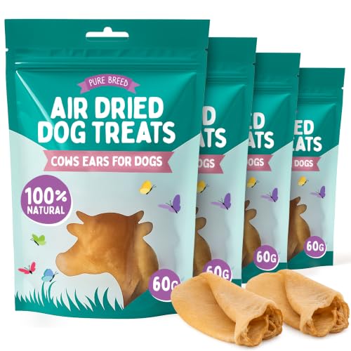 Pure Breed 4pk Cow Ears for Dogs Natural Dog Treats 240g