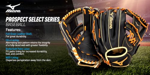 Mizuno Luva de beisebol GPSL1201 Prospect Select Series Pitcher/Outfield 30,5 cm, teia de tartã, arr