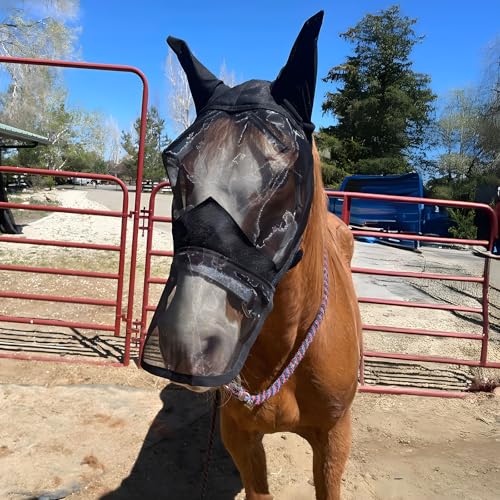 LALAGO CareMaster Integral-Fliegenmaske, Fliegenmaske Pferd, Fliegenhaube Pferde, Dicke Fleece Polsterung Transparent Fine Mesh Pferde Fliegenschutzmaske (Integral-M