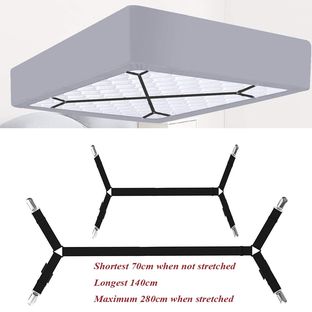 2 Pcs Heavy Duty Fitted Bed Sheet Straps,Adjustable Bed Sheet Clips for Bedding , Strong Sheet Clips for Corners Keep Sheets Firm & Tight - Image 3