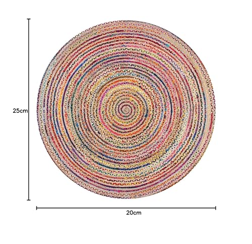 Image of Handwoven 2x2 feet Round Jute Square Rug, Natural Fibers, Braided Reversible Carpet for Stylish Bedroom Living Room Dining Room Kids Room (2x2 feet, Multicolor)