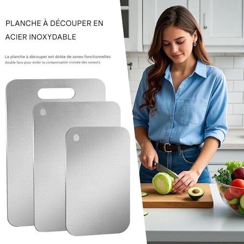 Planche à découper inox durable et résistante aux rayures