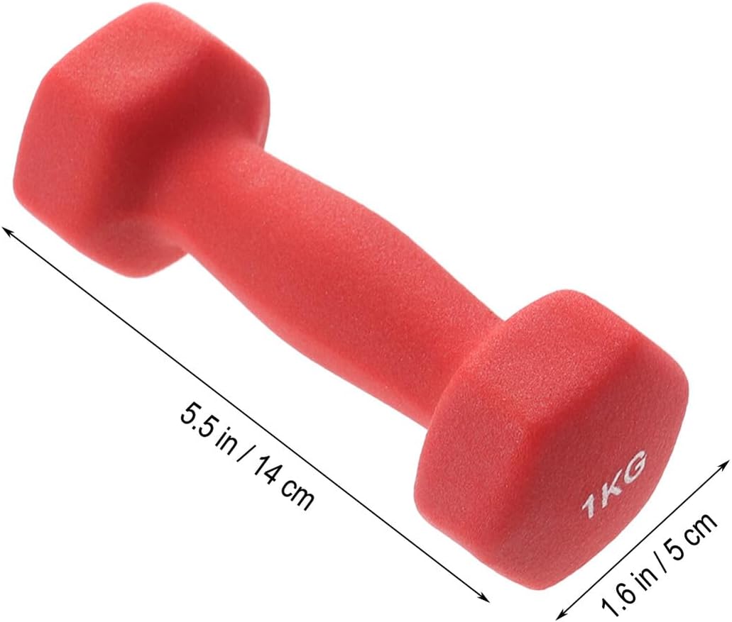 Red Yoga Dumbbells for Women Ergonomic Hexagonal Barbells with Neoprene Coating Fitness Weights for Home Exercise Arm Waist Hip and Leg Workout