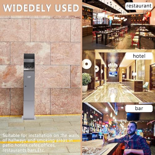 Standaschenbecher für Draußen, Standaschenbecher Edelstahl für Terrasse Hotels Cafés Büros Restaurants Bars（Silber）