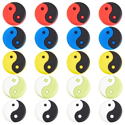 OLYCRAFT 20pcs Tennis Racket Vibration Dampener 1 Inch Yin Yang Tennis Racquet Dampener Soft Silicone Racket Dampener Shock Absorbers for Racquetball Accessories Tennis Player Sports Favor - 5 Colors