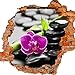 wandmotiv24 3D-Wandsticker Zen Basaltsteine und Orchidee, Design 02, 60x55cm (BxH), Aufkleber Wand-deko, Wandbild, 3D Effekt, Fenster, Mauer, Wandaufkleber, Sticker M0954