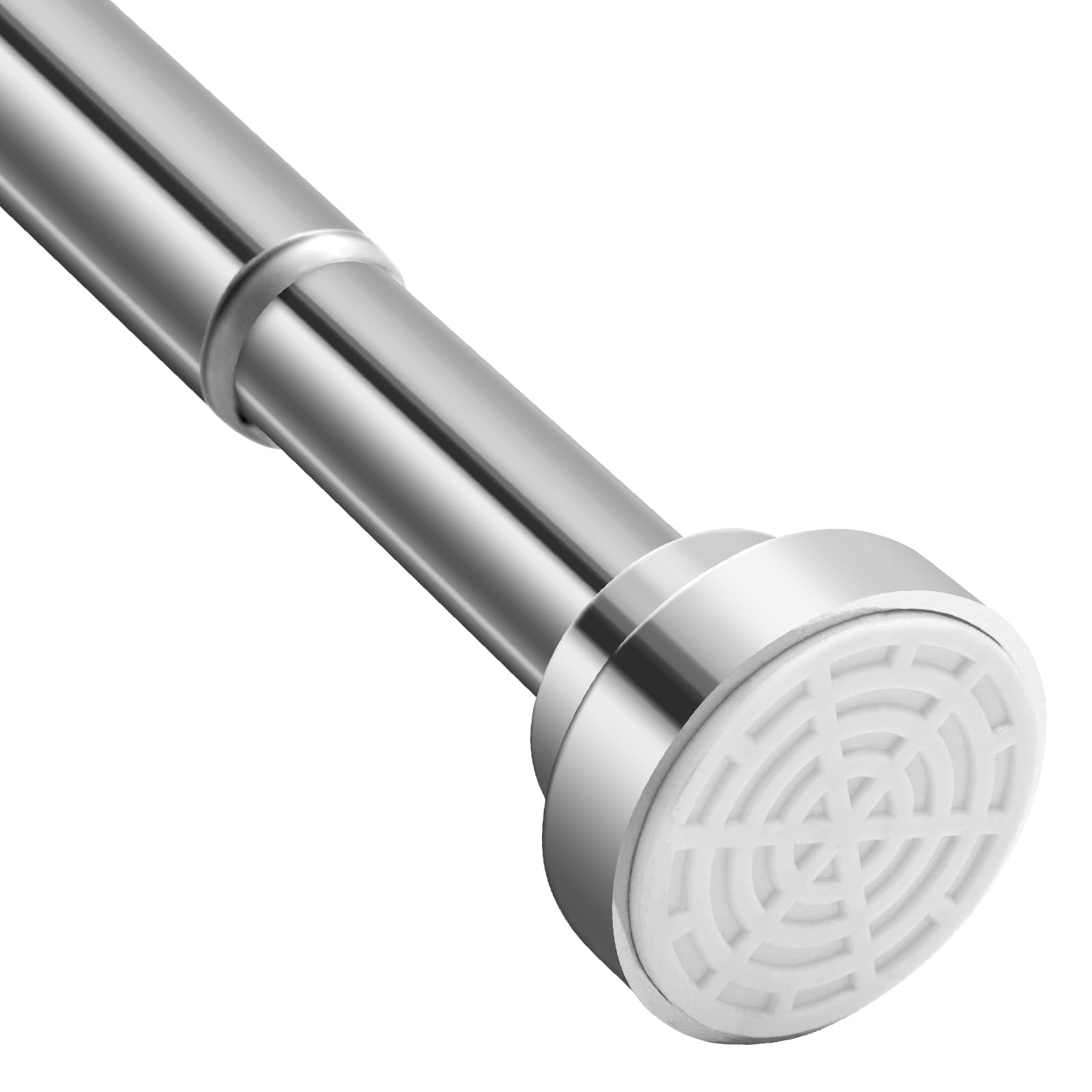 CROWNSHOP Shower Curtain Pole, 105-175cm Stainless Steel, Adjustable Spring Tension Telescopic Rail, Extendable