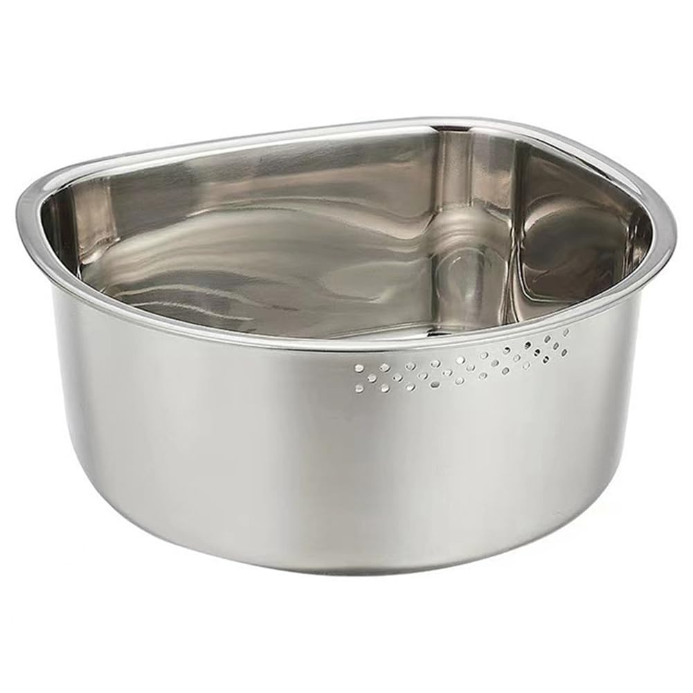 Hndhbfgrt Thickened Stainless Steel D-Shaped Drain Basket for Household Rice Washing Basins, Vegetable Washing Baskets