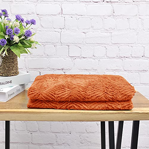 Home Soft Things Orange Herringbone Brushed Throw Blanket, 50'' X 60'', Burnt Orange, Lightweight Fluffy Plush Comfy Cozy Couch Bed Covers Suitable For Kids Adults Friends Home Décor #TOP5