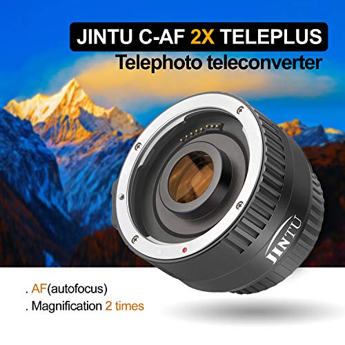 JINTU 2.0X Teleconverter Lens Auto Focus Extender for Canon EOS EF Telephoto Lenses and Cameras Metal Black