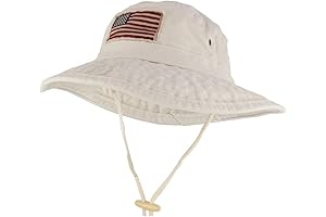 Frayed American Flag Washed Cotton Boonie Hat with Chin Cord