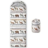 BSNTHO Wolf Bear Elk Printed Camping Sleeping Bags,3 Season Warm & Cool Weather,Lightweight,Waterproof Sleeping Bags for Adults & Kids,Traveling,and Outdoors,Camping Gear Equipment,31x90inch