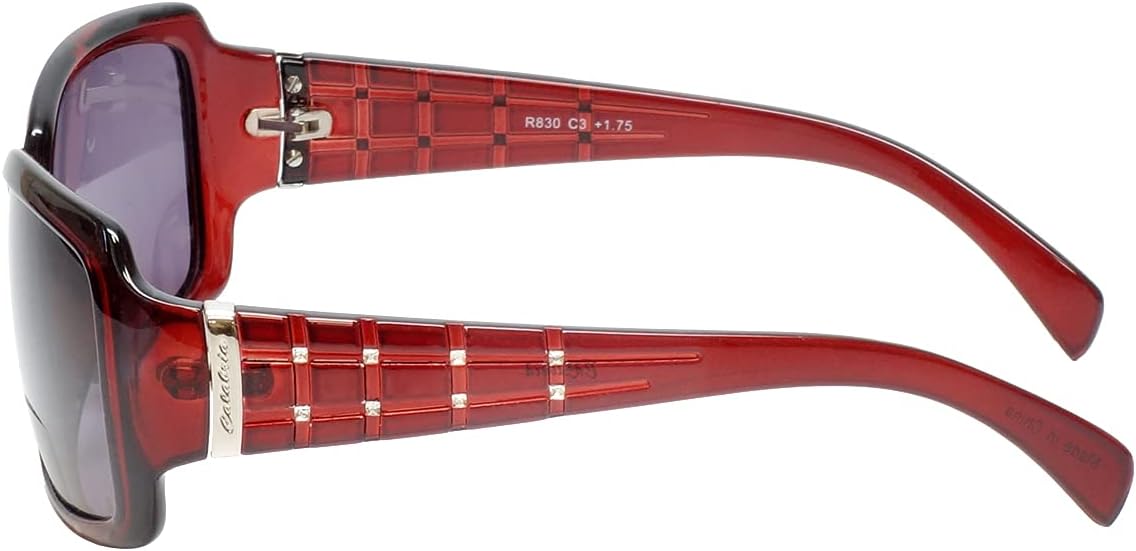 Calabria 830 Womens Polarized Bifocal Sunglasses Oversized Reading Sunglass Readers Bi-Focal Crystal Accents UV Protection