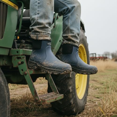 WOVENPAK Rubber Boots for Men, Waterproof Ankle Rain Boots Men, Insulated Work Shoes Outdoor Mud Boots for Gardening, Hunting, Farming, Camping and Yard, Size 9 - image 2