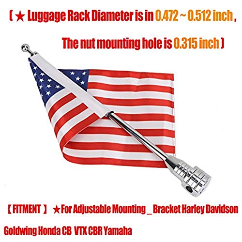 Espear 2Pcs Motorcycle American Flag Mount Kit Durable 6 X 9 Usa Flag For Harley Davidson Honda Goldwing Cb Vtx Cbr Yamaha 1/2 Rack Flag Mount Poles Chrome Motorcycle Flag Mount Luggage Racks #TOP7