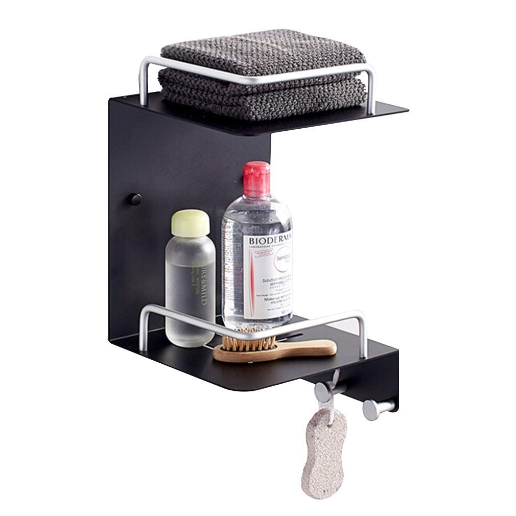 ZJHFFFG Shower Caddy Hanging 2-Tier Storage Basket Large Hangable Shower Caddies Rack with 3 Towel Hooks Space Aluminum