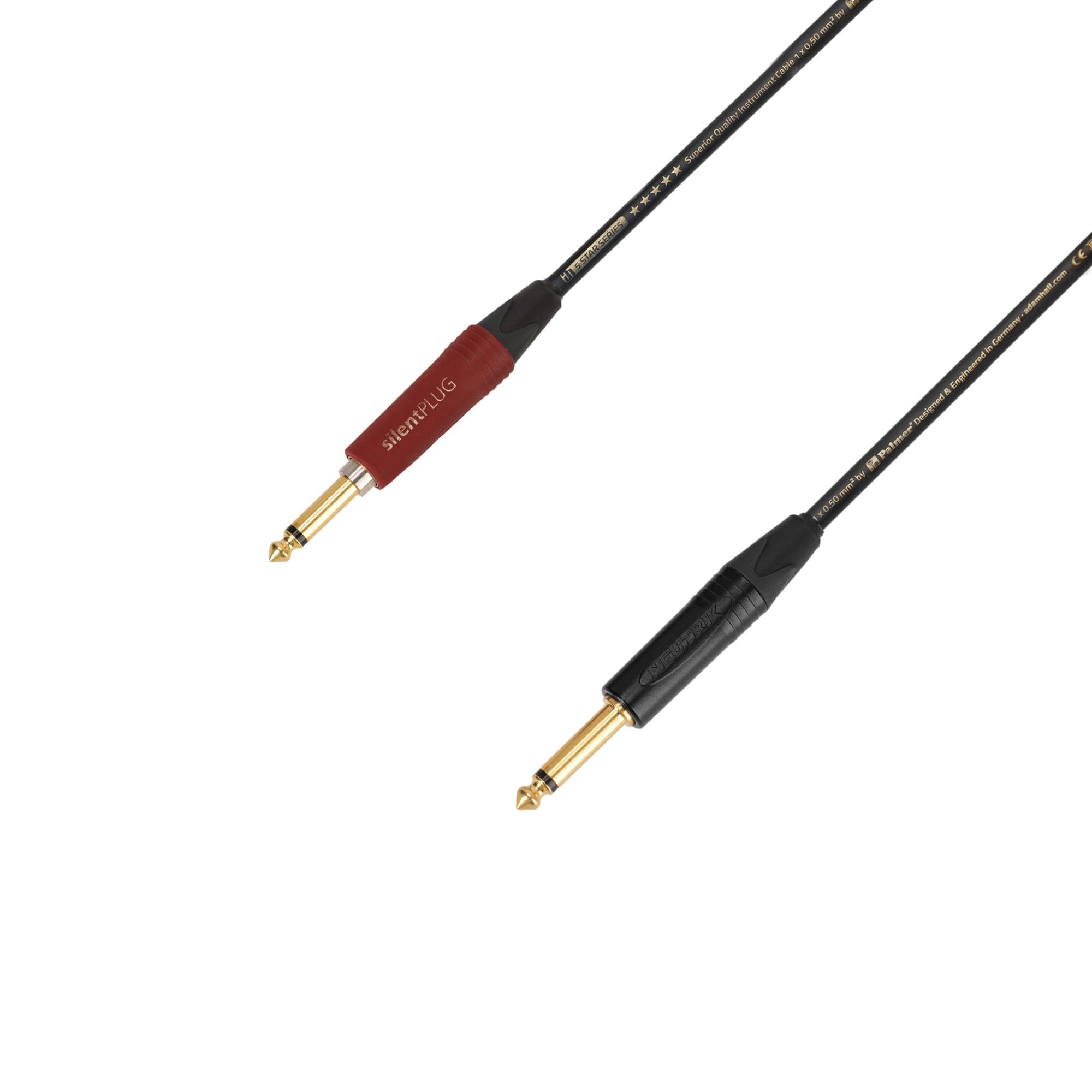 Adam Hall Cables 5 STAR IPP 0600 PALMER CABLE SILENT - Instrumentenkabel, Palmer und Neutrik 6,3mm Klinkenstecker mono auf 6,3mm Klinkenstecker mono, schwarz, 6m