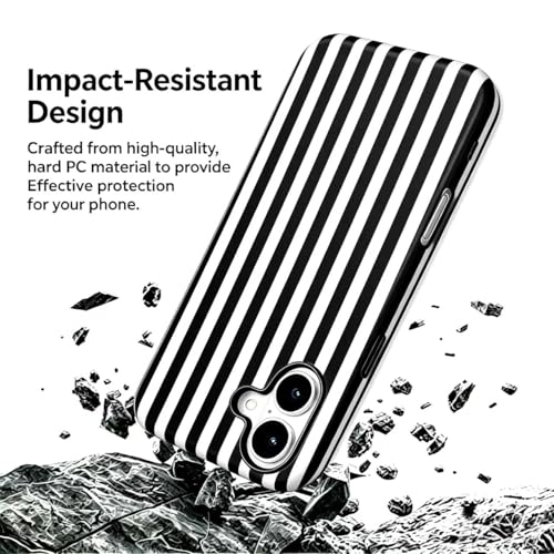 Image of for iPhone 17 Case Cute Phone Case,Compatible with MagSafe,Dual Layer Shockproof Protective Phone Cover,Hard Shell + Silicone Cover,Fashion Design for Women Girls,Striped Black