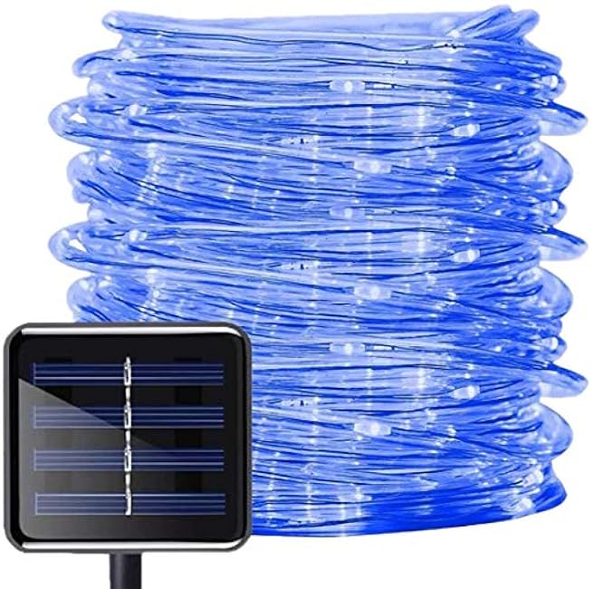 Solar Rope Lights,AMZSTAR 100 LEDs 39ft/12M Waterproof Copper Wire Lights Tube, Outdoor Rope Lights for Garden Yard Path Fence Tree Wedding Party Decorative (Blue)