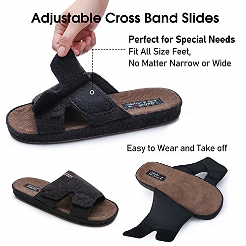 House Slippers for Men, Open Toe | Adjustable | Low Arch Support | Rubber Sole | Indoor Outdoor2