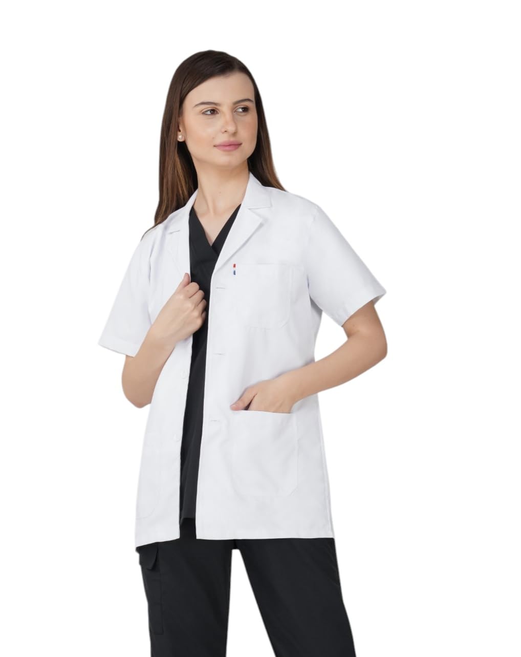 - PRAGATI TRENDS Women’s Lab Coat Half Sleeves – Polycotton Blend, Button Closure, White – Medical, Doctor, Dentist, Hospital Use