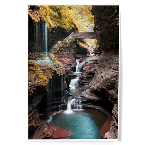 Lantern Press Watkins Glen State Park, New York, Waterfall Scene, 8x12 Inch Art Print Wall Decor