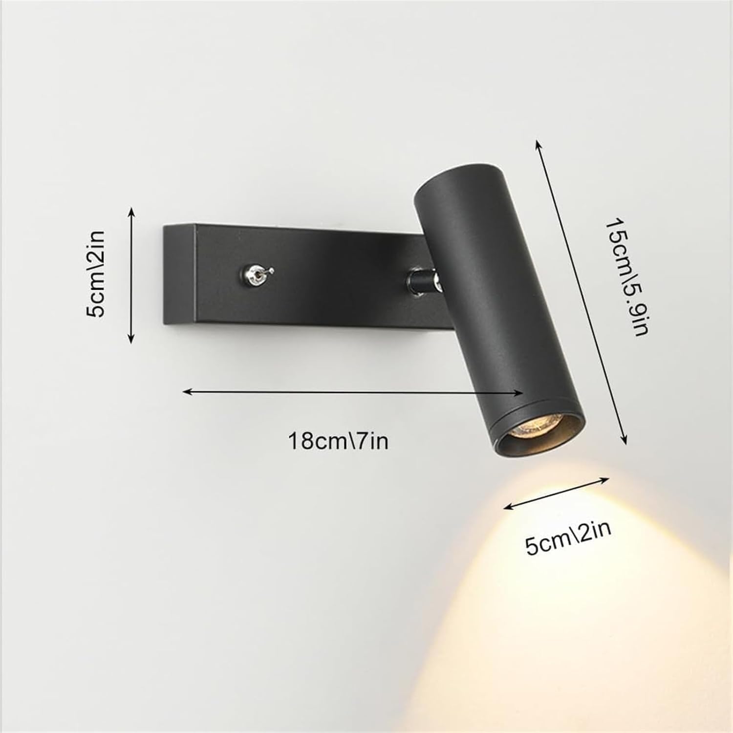 WJJHERRH Spotlights Reading Lamp for Bedside, Indoor Decor Metal Nordic 7W Bedroom Living Hotel Study Room 350° Rotatable Wall Light Fixtures(Black)