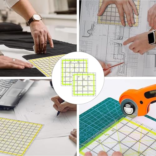 2 Stück Univeral Quilten Lineal, Quadratische 4,5 Zoll & 6 Zoll Patchwork-Regeln, Klare Acryl-Nähringel Kreative Grids-Regeln, Nähringel zum Schneiden von Quilts Nähen DIY Handwerk