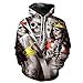 RKWEI Jumpers Couple Unisex Hoodies HD 3D Druck Pullover Leichte Sweatshirts Taschen Kordelzug Lustig Skelett Schönheit Solitär Grafik