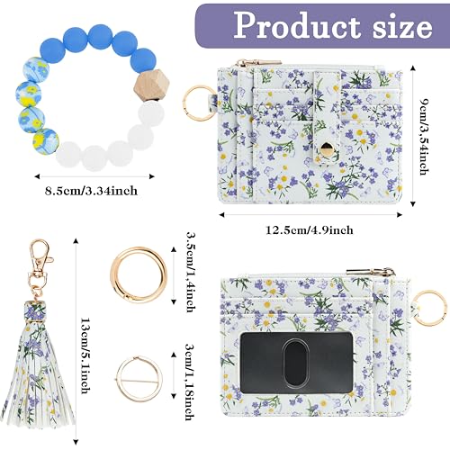 Image of KNGITRYI Wristlet Wallet for Women,RFID Keychain Wallet with Beaded Strap | 8 Card Slots,ID Window,Zipper Pocket,Leather Tassel,Compact Design