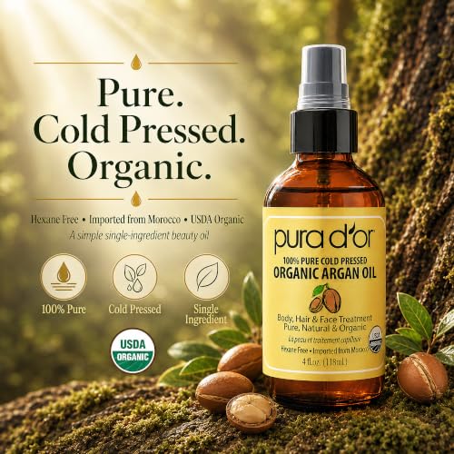 Image of Pura d'or Pure and Organic Argan Oil, Brown and Gold