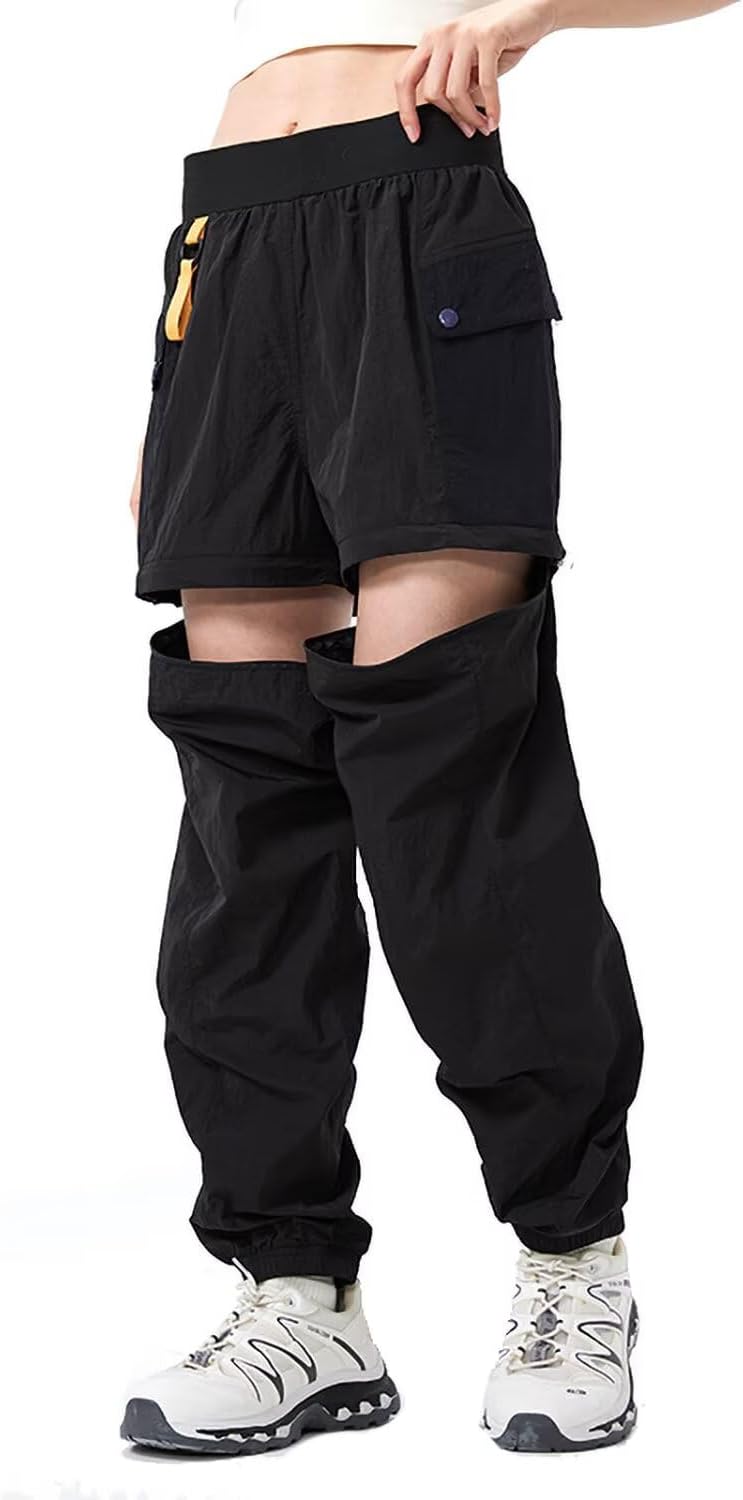 JOMLUN Womens Hiking Pants Outdoor Convertible Zip Off Shorts Quick Dry Fishing Travel Safari Cargo Slim Fit Pants