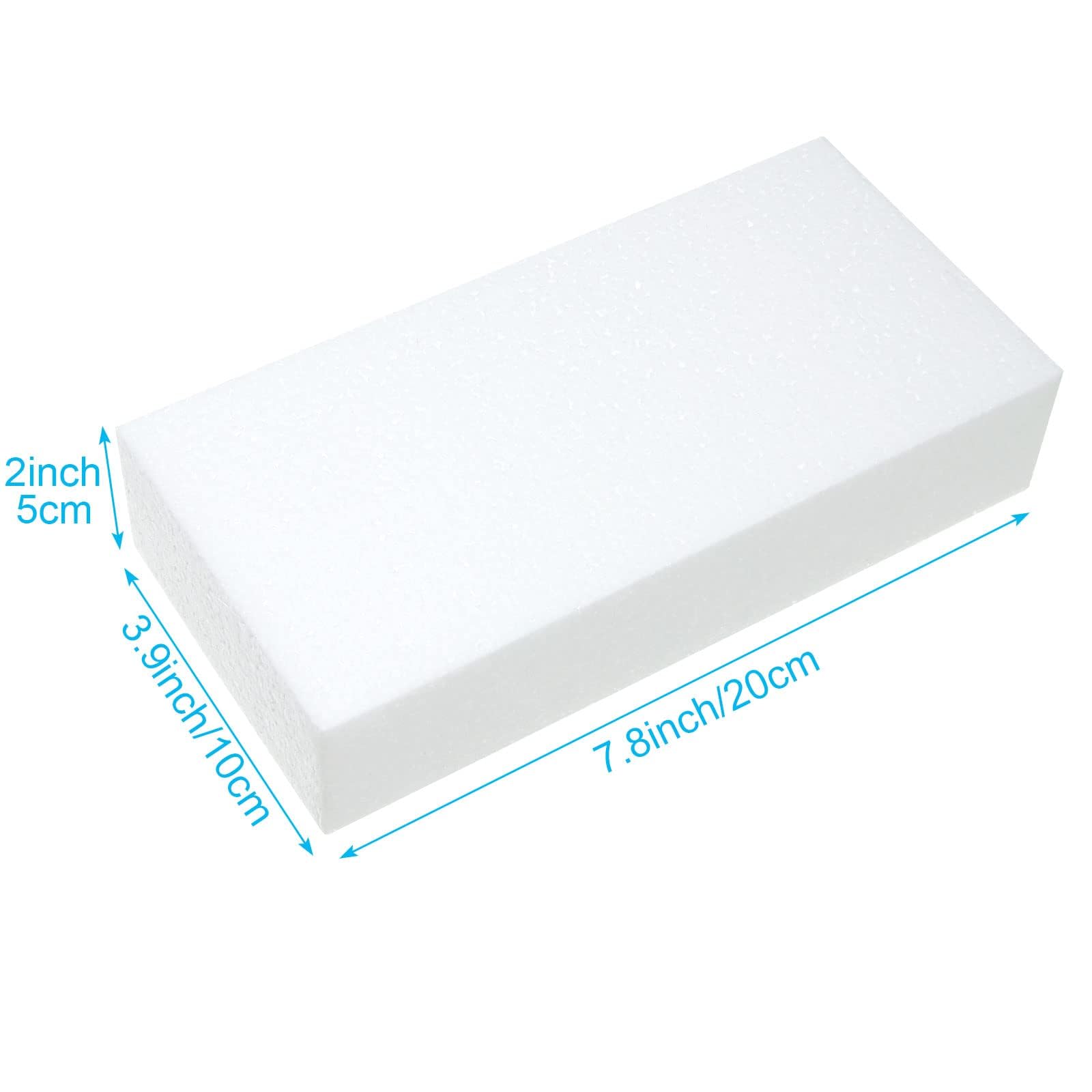 Pack de 12 Bloques de Espuma Blanca para Manualidades, Ladrillos de Poliestireno 20x10x5 cm, Planchas de Porexpan de Alta Densidad para DIY y Decoración, Corcho Blanco