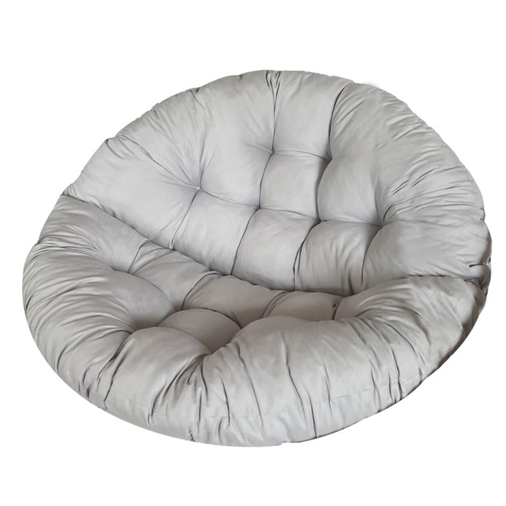 Surwin Papasan Chair Cushions, 110cm Thick Round Chair Cushions Hammocks Swing Pads, Indoor/Outdoor Egg Chair Cushion (Light Grey)